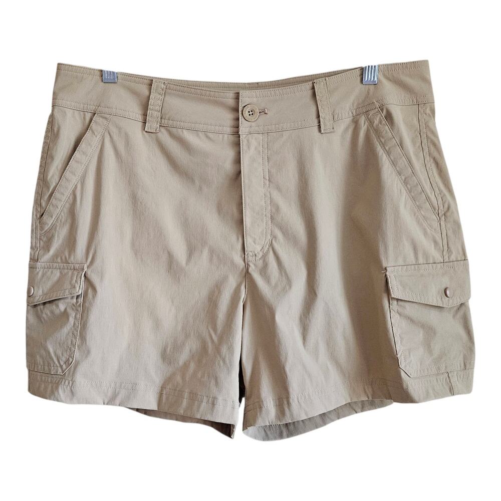 EDDIE BAUER Women's 16 Cargo Shorts Golden Beige 6 Pockets Quick Dry 36 x 5"